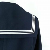 1円 セーラー服 スカート スカーフ 上下3点セット 大きいサイズ 冬物 白3本線 女子 学生服 中学 高校 紺 制服 中古 ランクC NA0415_画像3