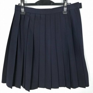 1円 スクールスカート 大きいサイズ 夏物 w72-丈53 紺 埼玉上尾高校 プリーツ 学生服 制服 女子 中古 HK2150