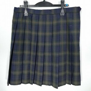 1円 スクールスカート 大きいサイズ 冬物 w87-丈53 チェック 中学 高校 ヒロミチナカノ プリーツ 学生服 制服 女子 中古 HK2485