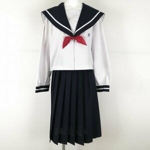 1円 セーラー服 スカート スカーフ 上下3点セット 4L 大きいサイズ 特大 中間服 白1本線 女子 学生服 宮崎高鍋高校 白 中古 ランクC NA1263