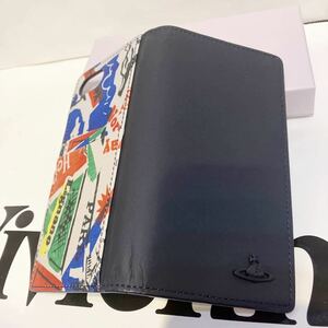 送料込●新品●箱付 価14300円 Vivienne Westwood スマホケース 紺G iPhone7 8 SE2 3同等サイズ対応 ワールドトラベル 手帳型 ヴィヴアン