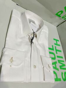 ●新品●送料込 価17600円 ポールスミス シャドー千鳥柄ドレスシャツ 白色A XLサイズ 胸ポケット付 Paul Smith London