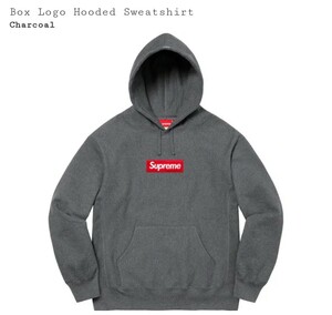 21FW 国内正規品　新品未使用　Supreme Box Logo Hooded Sweatshirt　charcoal L　シュプリーム　ボックスロゴ スエット チャコール