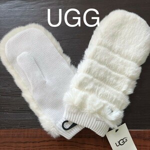 激かわ ギフト ムートングローブ ファー手袋 レディース 手袋 レザーグローブ タグ UGG アグ 防寒 プレゼント ブランド 新品 ホワイト 白