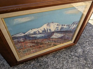 油彩画 風景画 真作　　1981年作　　古い　　横57センチ縦48センチ　あの山この山