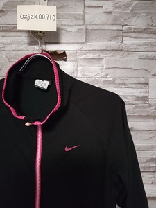 women's F744 NIKE ナイキ DRY-FIT ドライフィット 水玉 ドッド パイピング トラックジャケット L ブラック ジャージ