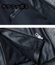 メンズジャケット　レザー タイト 牛革 本革ジャケット ブルゾン オイルレザー Ｓ～5ＸＬ ブラック_画像8