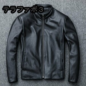 メンズジャケット　レザー タイト 牛革 本革ジャケット ブルゾン オイルレザー Ｓ～5ＸＬ ブラック