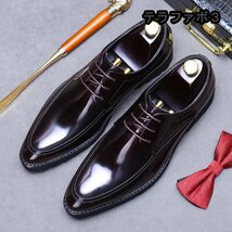 新品 ビジネスシューズ メンズ 本革 レザーシューズ 職人手作り 革靴 上質 フォーマル 紳士靴 大人気 ブラック 24.5cm~27.5cm_画像2