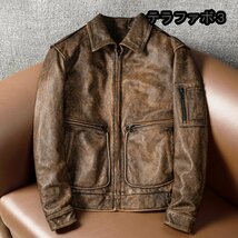 レザージャケット メンズ ハレージャケット　バイクジャケット　秋冬　ユーズド加工　ライダース 高級牛革　本革革ジャン S～5XL_画像1