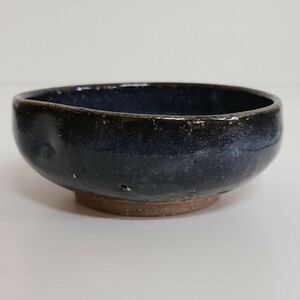  Hagi . mountain root Kiyoshi . blue Hagi deep plate middle pot unused (aj95)