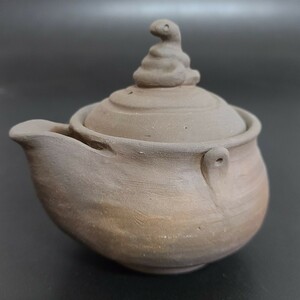 宝瓶　蛇摘まみ　未使用　煎茶器　煎茶道具 検:備前焼(as89)