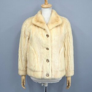 お値打ち品【 レア★mila schon furs 】高級毛皮　ホワイトミンク◆ショートコート/58cm　フロント＆カフス：ボタン仕様　クリーム◆S418T