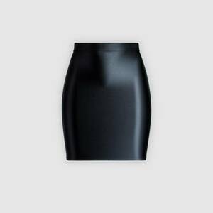 MJINM 超光沢ミドルスカート ドレス ミニスカート ストレッチ レオタードパジャマ 伸縮性 極薄素材 激密着 ブラック