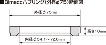 KYO-EI ハブリング 75mm → 56.1mm 4個 4枚 アルミ製 ハブセントリックリング シルバー キョーエイ ビメック_画像2