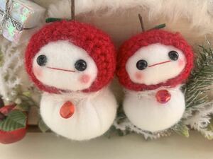 handmade クリスマス　冬　ボード　雪だるま　ゆきだるま　りんご　ハンドメイド　インテリア　ストラップ ぬいぐるみ 