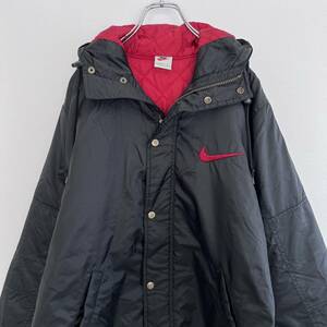 90s NIKE ナイキ ベンチコート ブレッドカラー 黒×赤 キッズLサイズ レディースL BRED