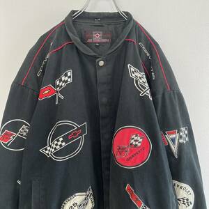 90s JH DESIGN ジェフハミルトン レーシングジャケット 4XL シボレーワッペン ビッグサイズ 古着 企業もの