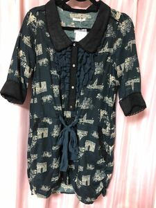 新品axes★パリ柄シャツチュニックワンピ