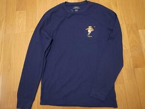 【送料無料 即決】Polo Ralph Lauren Polo Bear ポロベアー RugbyラグビーKicker ワッフル生地 長袖Tシャツ ロンT 紺ネイビーMポロベア新品