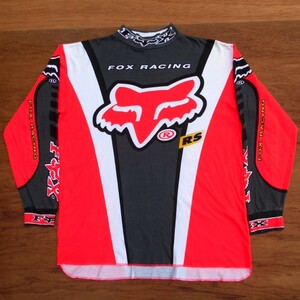 '90s FOX RACING フォックスレーシング 長袖 Tシャツ M 大きめ ロゴ プリント L ヴィンテージ XL ホワイト 白 オレンジ グレー 黒 ブラック