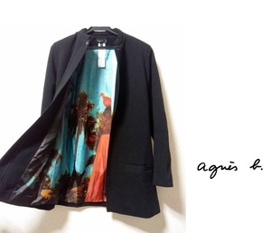 ●半額●agnes b.●アニエスベー●転写プリント●フォトプリント●ハーフコート●ロングジャケット●48,600円●一度着用●ポイント消化に●