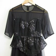 美品 21SS AMERI アメリ JACQUARD LAYERED TULLE DRESS 半袖 シアー ジャガード レイヤード マキシ丈 ワンピース 01110541090 S ブラック_画像3