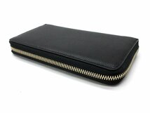 7万新品◆EMPORIO ARMANI アルマーニ 黒ロゴ入りレザーラウンドジップ長財布1円_画像4