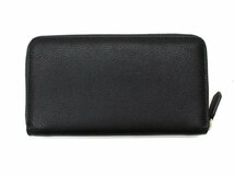 7万新品◆EMPORIO ARMANI アルマーニ 黒ロゴ入りレザーラウンドジップ長財布1円_画像5