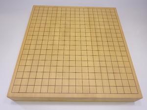 x3J058Z- 囲碁道具 柾目 天柾 卓上盤 ハギ盤 碁盤 厚み6㎝ 45.5×42.5㎝ 良品