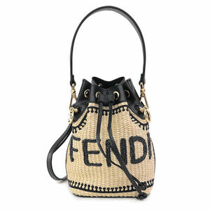 未使用 送料無料 フェンディ FENDI バッグ モン トレゾール MON TRESOR CROCHET PAGLIA ショルダー付き 2WAY ミニバッグ ナチュラル