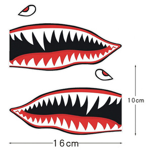 ステッカー 16*10cm 2枚セット サメ シャーク カーチスP40 戦闘機 デカール 車 バイク ヘルメット 自転車 アウトドア 防水 耐水 シール
