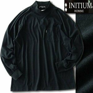 新品 イニシウムオム ハイネック ジャージー カットソー L 黒 【96-3T01_BK】 INITIUM HOMME メンズ 長袖 モックネック ストレッチ