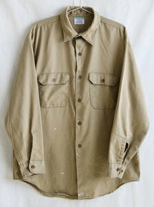  быстрое решение [70's Vintage / BIG MAC - PENN-PREST] рубашка work shirt /L соответствует / хаки / старый бирка / America производства / следы краски есть /PENNY'S/ редкость (jt-239-21)