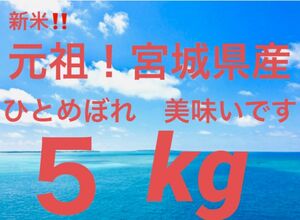 新米☆宮城県産ひとめぼれ環境保全特別栽培米5kg 新米　お米　白米　無洗米