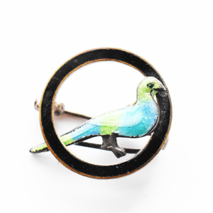 Vintage enamel bird brooch