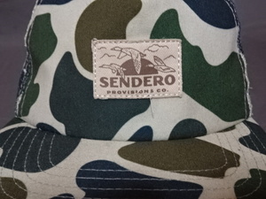 【少し難あり】激レア USA購入 テキサス風景モチーフブランド【SENDERO】レトロなデザイン ロゴマーク付 カモフラ柄メッシュCAP 中古品