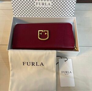 FURLA フルラ ラウンドファスナー 長財布 バーガンディー ボルドー