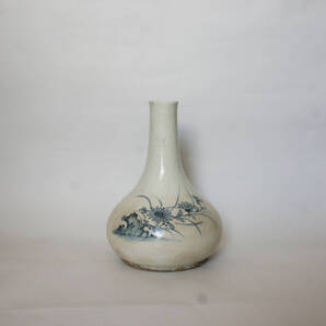 【3人もよう】李朝後期 染付草花文徳利/李朝/染付/