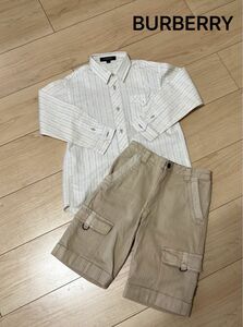 【BURBERRY】バーバリー 長袖シャツ＆半ズボンセット120㎝