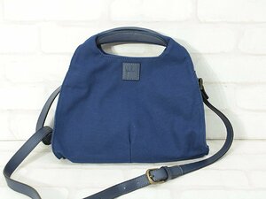 美品 sybillaシビラ ショルダーベルト付き帆布2WAYハンドバッグ 紺紫 ak123