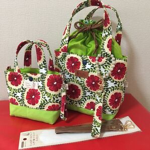 ミニあおり巾着トートバッグハンドメイド　お子様とペア