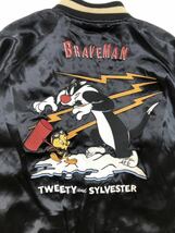 LOONEY TUNES x BRAVE-MAN ルーニーチューンズ ブレイブマン コラボSKA レーヨン リバーシブル スカジャン LTB-2320 ブラック Lサイズ_画像7