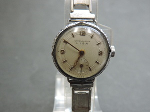 １円スタート　★Ｃｈｒｏｎｏｍｅｔｅｒ　ＬＩＳＡ★　　ＳＷＩＳＳ　　サイズ：約２３，８㎜・ベルト：約１５㎝調整可　　ジャンク扱い