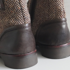 美品 ハリスツイード×リーガル HARRIS TWEED REGAL レザー ミドル ブーツ 25 cm メンズ シューズ ファッション ブラウン 茶 系 革の画像4