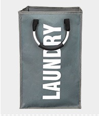 ランドリーバスケット（ダークグレー）　折り畳み式 収納ボックス 収納バッグ
