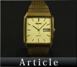 H0094◆動作確認済 SEIKO セイコー マジェスタ 腕時計 クォーツ 9533-5000 デイデイト 3針 アナログ スクエア GP ゴールド メンズ/ D