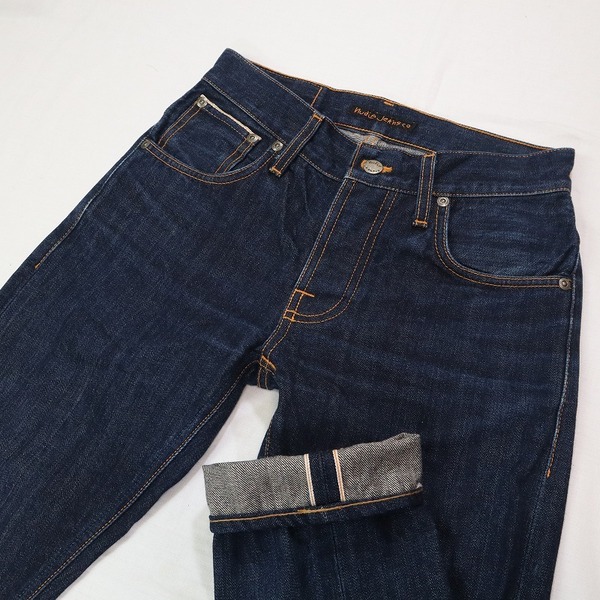 Nudie Jeans ヌーディージーンズ GRIM TIM DRY SELVAGE ストレートデニム セルビッチジーンズ ボタンフライ レディース W27 S相当