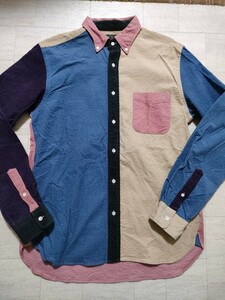 サイズ：M　美品　日本製　ビームス　プラス　BEAMS PLUS コーデュロイ クレイジー ボタンダウンシャツ　長袖シャツ