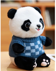  Panda soft toy check pattern blue 
